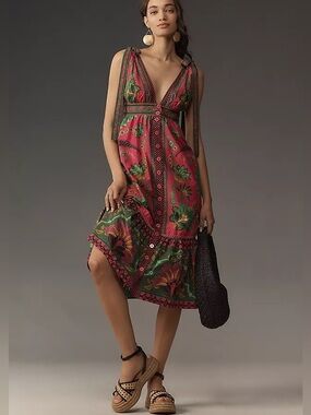 Farm Rio Ana Tapestry Pink Midi Dress